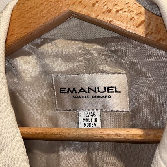 Emanuel Ungaro Beige Womens Blazer Size 12/46 Polyester & Polyurethane Made In K - Picture 4 of 8